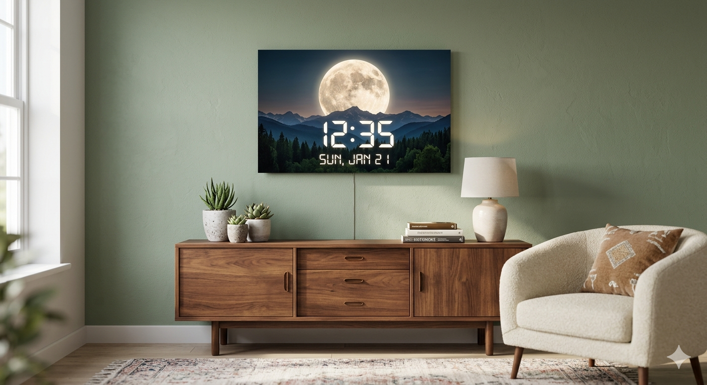 Minimalist kawaii digital clock with LED.